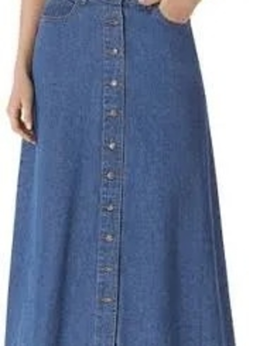Woman Within Blue Button-Front Denim Jeans Skirt Size 24w 24 Women's Plus New